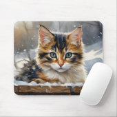 Adorable Calico Katze im Schnee Mousepad (Mit Mouse)