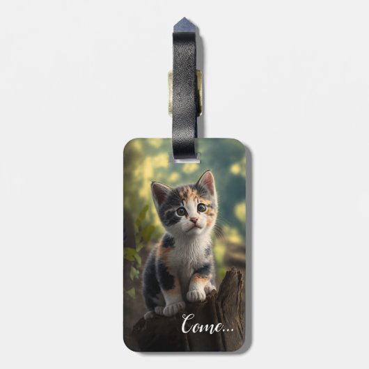 Adorable Calico Kitten Gepäckanhänger (Rückseite vertikal)