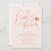 Adorable Calligraphy Girl Babydusche Einladung (Vorderseite)