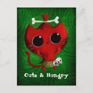 Adorable Cannibal Halloween Cat Postkarte