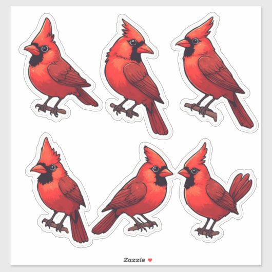 Adorable Cardinal Bird Sticker Collection (Blatt)