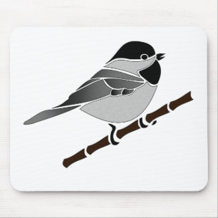Adorable Carolina Chickadee Cartoon Mousepad