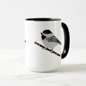 Adorable Carolina Chickadee Cartoon Tasse (VorderseiteRechts)