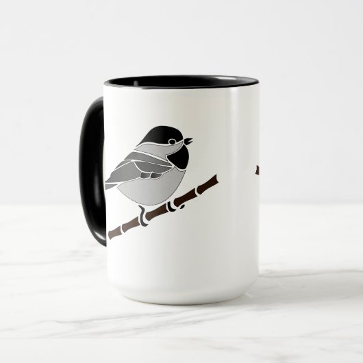Adorable Carolina Chickadee Cartoon Tasse (Vorderseite Links)