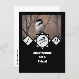 Adorable Carolina Chickadee Monogramm Foto Einladungspostkarte