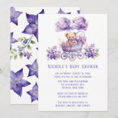 Adorable Carriage Teddy Bear Girl Babydusche Einladung (Vorne/Hinten)