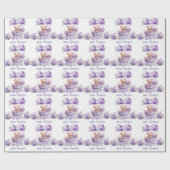 Adorable Carriage Teddy Bear Girl Babydusche Geschenkpapier (Flach)