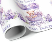 Adorable Carriage Teddy Bear Girl Babydusche Geschenkpapier (Rolleneckpunkt)