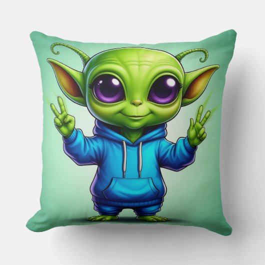 Adorable Cartoon Alien Kissen (Vorderseite)