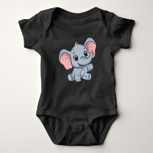Adorable Cartoon Baby Elephant Baby Bodysuit Baby Strampler (Vorderseite)