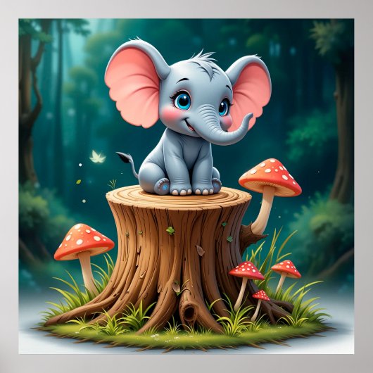 Adorable Cartoon Baby Elephant Poster (Vorne)