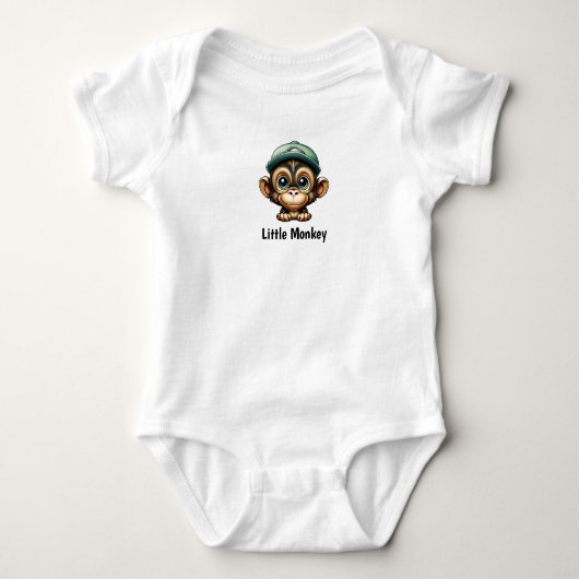 Adorable Cartoon Baby Monkey mit Green Hat Funny Baby Strampler (Vorderseite)