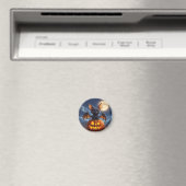 Adorable Cartoon Bat Auf Jack-o'-Lantern Magnet (In Situ (Geschirrspüler))