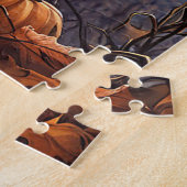 Adorable Cartoon Bat Auf Jack-o'-Lantern Puzzle (Seite)
