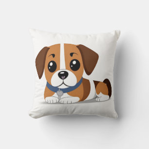 Adorable Cartoon Beagle Welpe herunterspielen Kissen