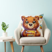 Adorable Cartoon Bear Holding Honey Jar Kissen (Stuhl )