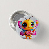 Adorable Cartoon Bee Fairy Button (Vorne & Hinten)