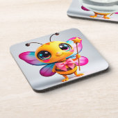Adorable Cartoon Bee Fairy Getränkeuntersetzer (Linke Seite)