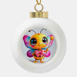Adorable Cartoon Bee Fairy Keramik Kugel-Ornament