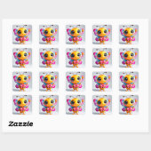 Adorable Cartoon Bee Fairy Quadratischer Aufkleber (Blatt)