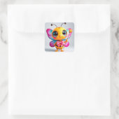 Adorable Cartoon Bee Fairy Quadratischer Aufkleber (Tasche)