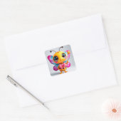 Adorable Cartoon Bee Fairy Quadratischer Aufkleber (Umschlag)