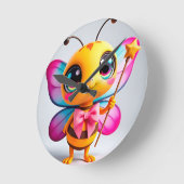 Adorable Cartoon Bee Fairy Runde Wanduhr (Winkel)