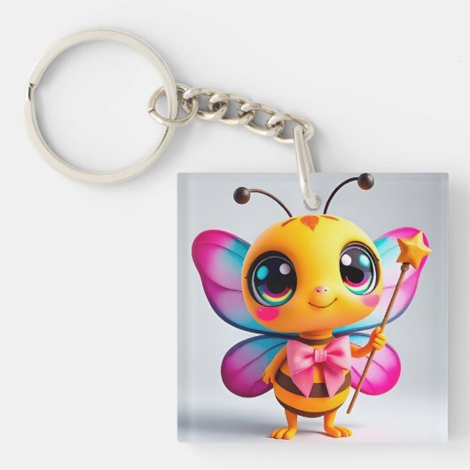 Adorable Cartoon Bee Fairy Schlüsselanhänger (Vorderseite)