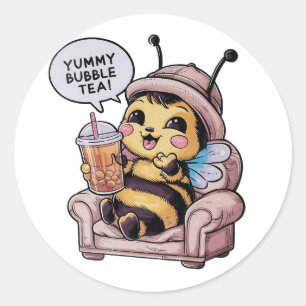 Adorable Cartoon Bee: Gemütlich, Kawaii Vibes Runder Aufkleber