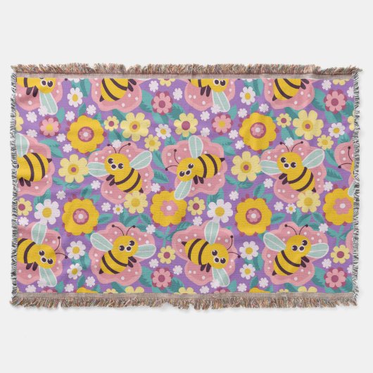 Adorable Cartoon Bienen und Blume Decke (Vorderseite)