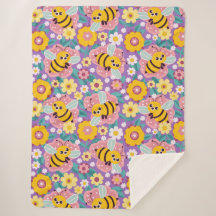 Adorable Cartoon Bienen und Blume