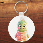 Adorable Cartoon Cactus Character Schlüsselanhänger (Rückseite)