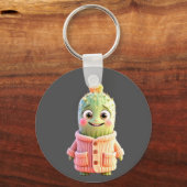 Adorable Cartoon Cactus Character Schlüsselanhänger (Vorderseite)