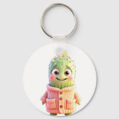 Adorable Cartoon Cactus Character Schlüsselanhänger (Rückseite)