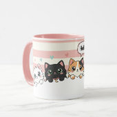 Adorable Cartoon Cat Coffee Cup Tasse (Vorderseite Links)
