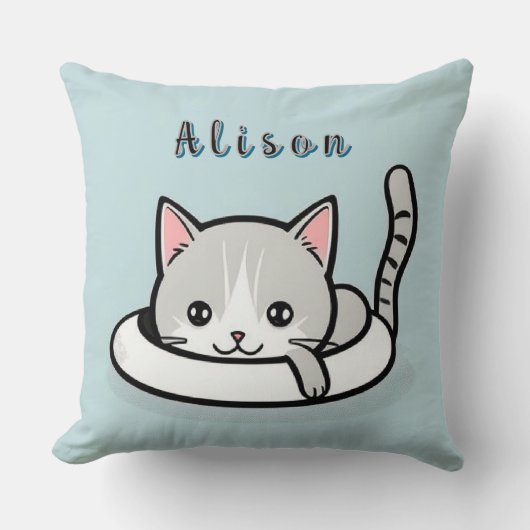 Adorable Cartoon Cat-Ruhe spielend Kissen (Vorderseite)
