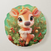 Adorable Cartoon Dei im Festlichen Rundes Kissen (Rückseite)
