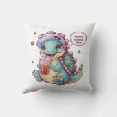 Adorable Cartoon Dinosaur: Gemütlich, Kawaii Vibes Kissen (Rückseite)