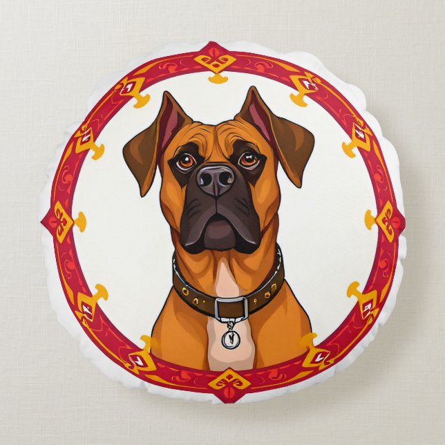 Adorable Cartoon Dog Rundes Kissen (Vorderseite)