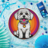 Adorable Cartoon Dog Tragen einer Kette Pappteller (Party)