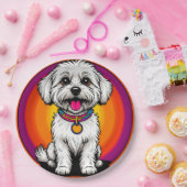 Adorable Cartoon Dog Tragen einer Kette Pappteller (Party)
