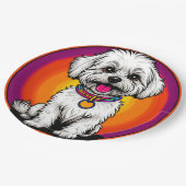Adorable Cartoon Dog Tragen einer Kette Pappteller (Schrägansicht)