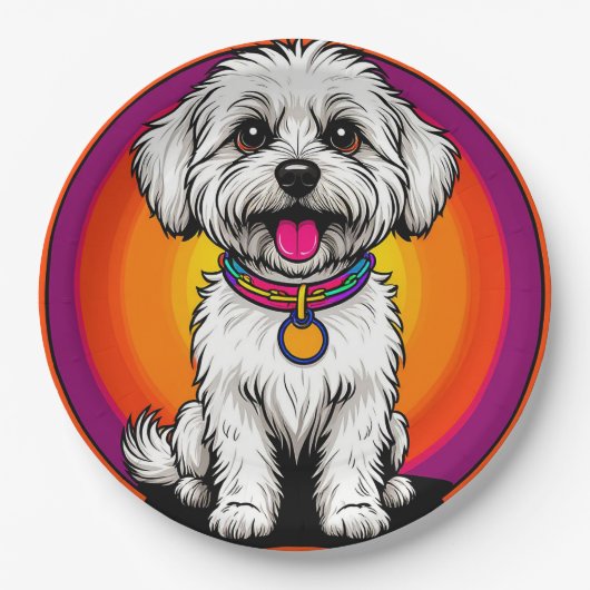 Adorable Cartoon Dog Tragen einer Kette Pappteller (Vorderseite)