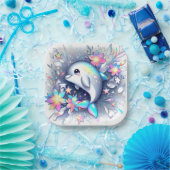 Adorable Cartoon Dolphin Babydusche Pappteller (Party)