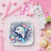 Adorable Cartoon Dolphin Babydusche Pappteller (Party)