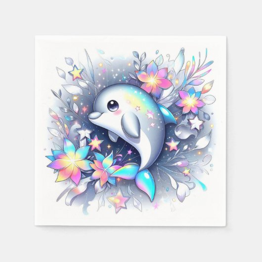 Adorable Cartoon Dolphin Babydusche Serviette (Vorderseite)