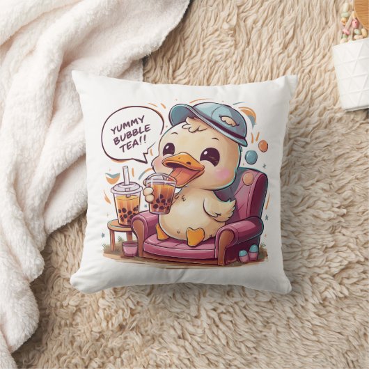 Adorable Cartoon Duck: Cosy, Kawaii Vibes Kissen (Decke)