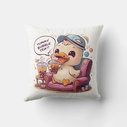 Adorable Cartoon Duck: Cosy, Kawaii Vibes Kissen (Rückseite)