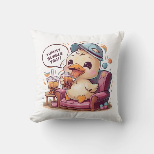 Adorable Cartoon Duck: Cosy, Kawaii Vibes Kissen (Vorderseite)
