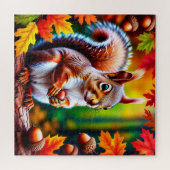 Adorable Cartoon Eichhörnchenfigur im Wald Puzzle (Horizontal)